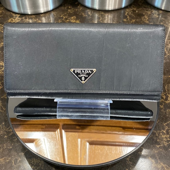 Prada Handbags - Prada Milano black Tessuto long bifold nylon wallet 7.25x 3.5”. EUC!